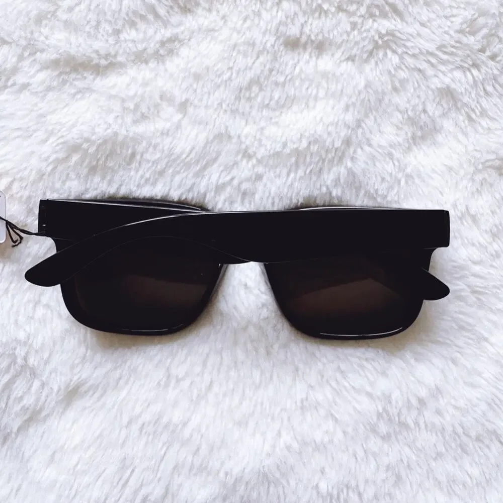 Cedric Black w/ Blue Lenses Mirrored Sunglasses